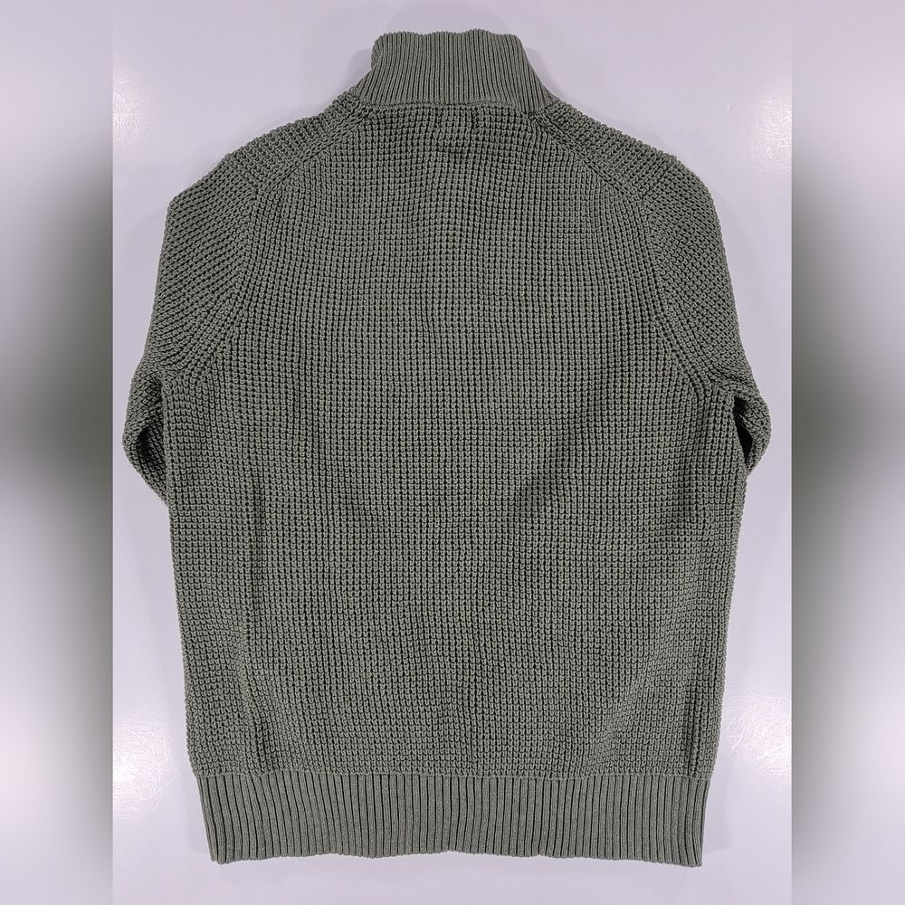 NWT J Crew Sweater Mens Medium Green Waffle Knit 1/4 Zip Pullover Preppy NEW - Picture 11 of 11